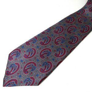 Santavelli Gray with Red/Purple Blue Paisley Tie 59" x 3.75"